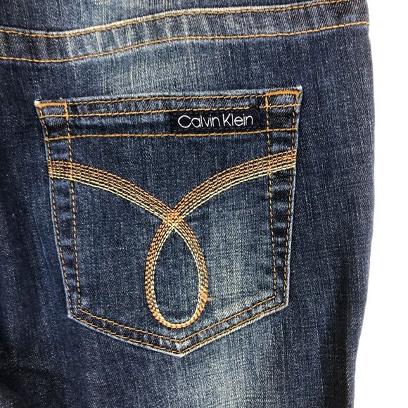 Calvin Klein Womens Denim Bermuda Shorts Size 8 Mid-Rise Casual Blue Stretchy - Picture 7 of 9